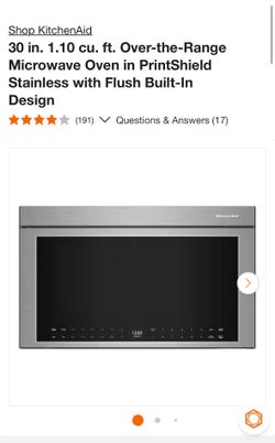 Brand New KitchenAid Built-In Over-the-Range Microwave – Model KMMF530PPS