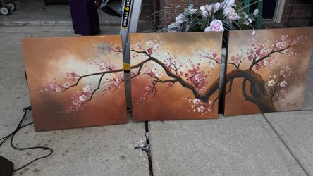 Beautiful cherry blossom triptych