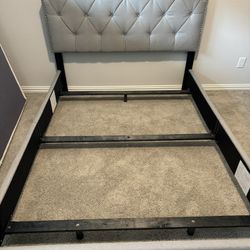 Queen Fabric Bed With nailheads (no mattress Or Box Spring)