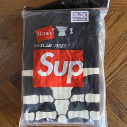 Supreme Hanes Bones Thermal Crew FW25 (1 Pack) Black Size XXL