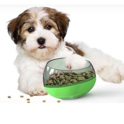 New Slow Feed Yellow Tumble Pet Dog Puppy Cat Pet Bowl No Mess 