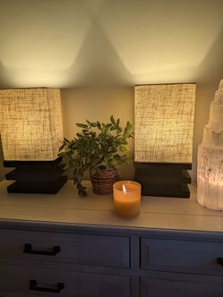 Set of 2 Table Lamps with Linen Shades