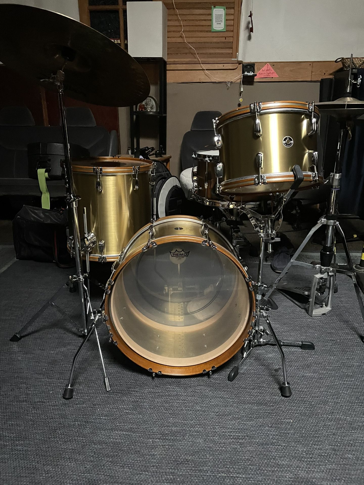 Q Drum Co. Brass Drum Set With Gator Icon Bags