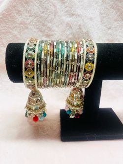 Kundan Jhumki Bangle Set by Rivaajjewelsco