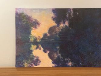 Claude Monet Sunset Riverscape Canvas Print - 26x40 Gallery Wrapped