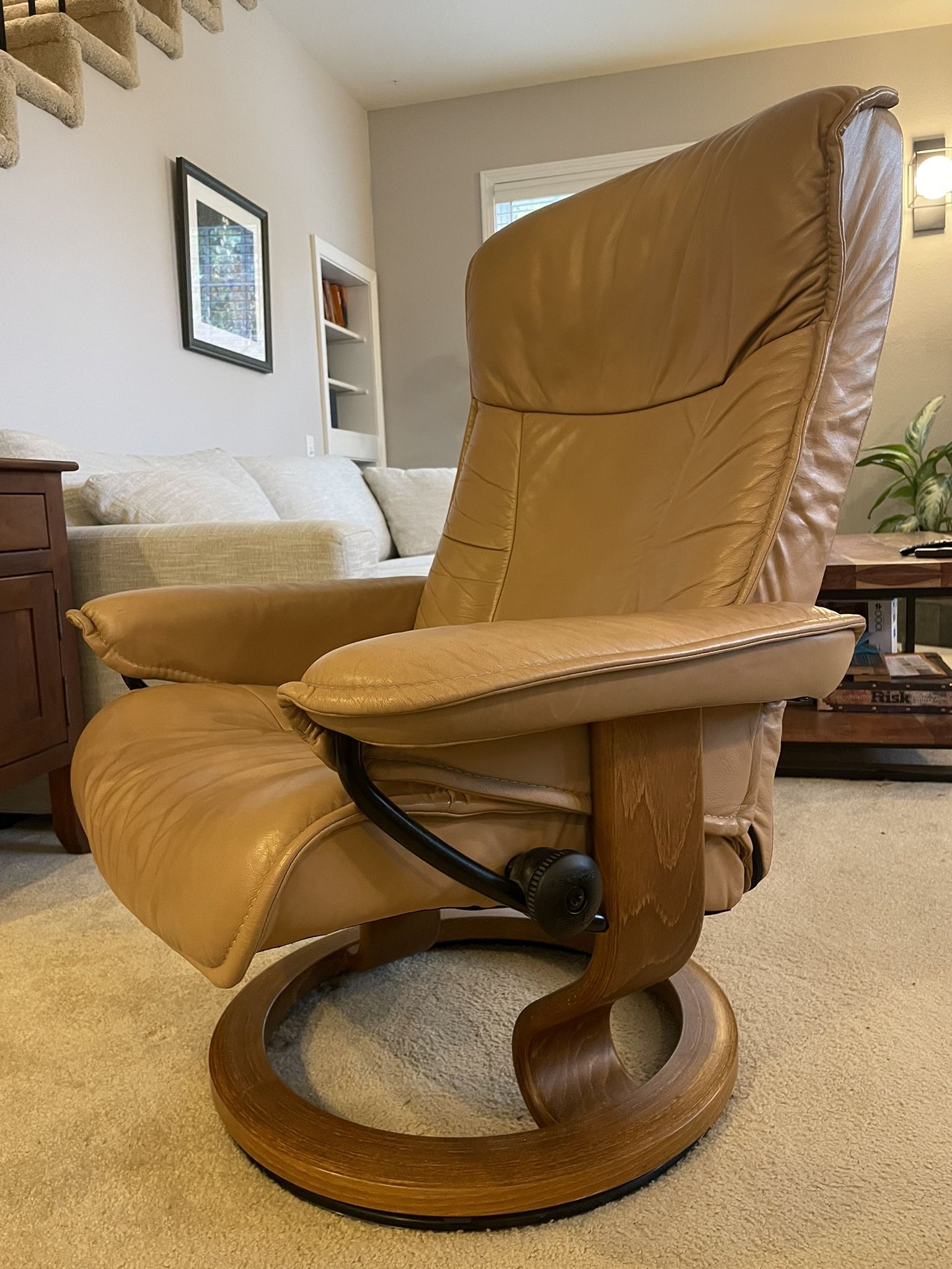 Leather Reclining Chair with Ottoman