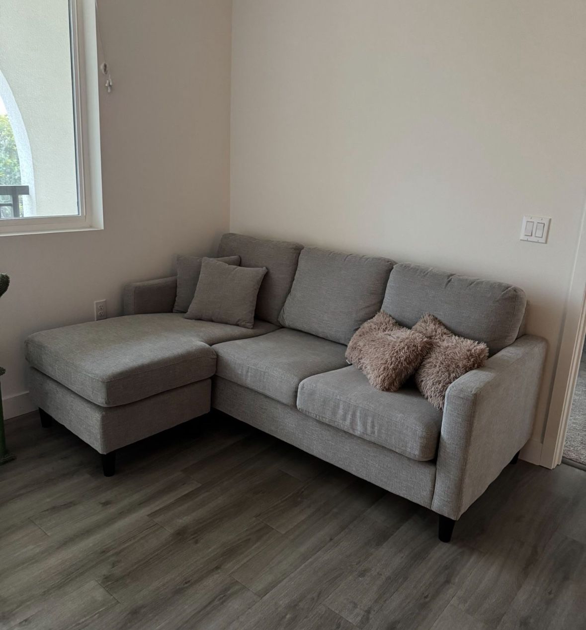 Living Spaces gray Reversible Chaise Sofa - Beautiful Condition