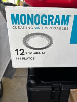 Monogram Disposable Plates – 144 Count
