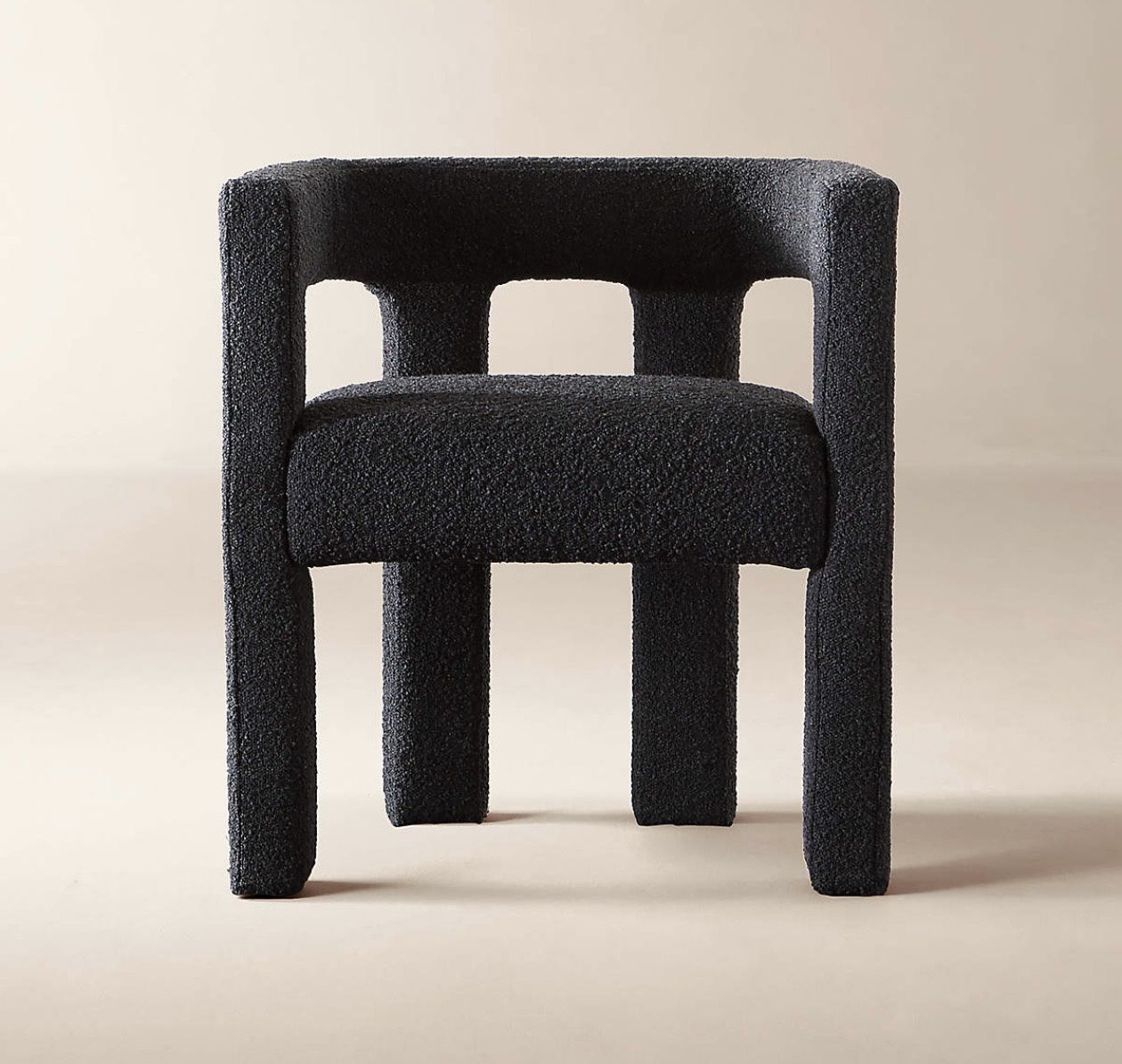 CB2 Stature Black Bouclé Dining Armchairs (Set of 2) – $150 Each / $280 for Pair (Delivery Available)