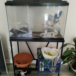 Complete FISH TANK, 30 gal. W/ metal stand.