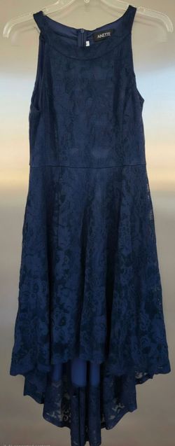Anette Navy Blue Lace Hi-Low Dress