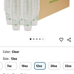 ECO PRODUCTS GreenStripe Clear Compostable 12oz PLA Plastic Cups, Case of 1000, Disposable Renewable Plant-Based Cold Cups, For Cold Drinks & Snacks, 