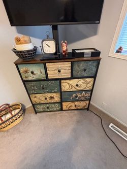 Decorative Multi-Drawer Dresser with Floral Art