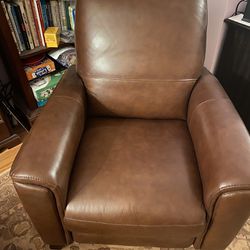 Classical Chestnut  Leather Reclining Chair From Macy’s