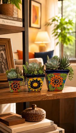 3 Talavera  mini pots