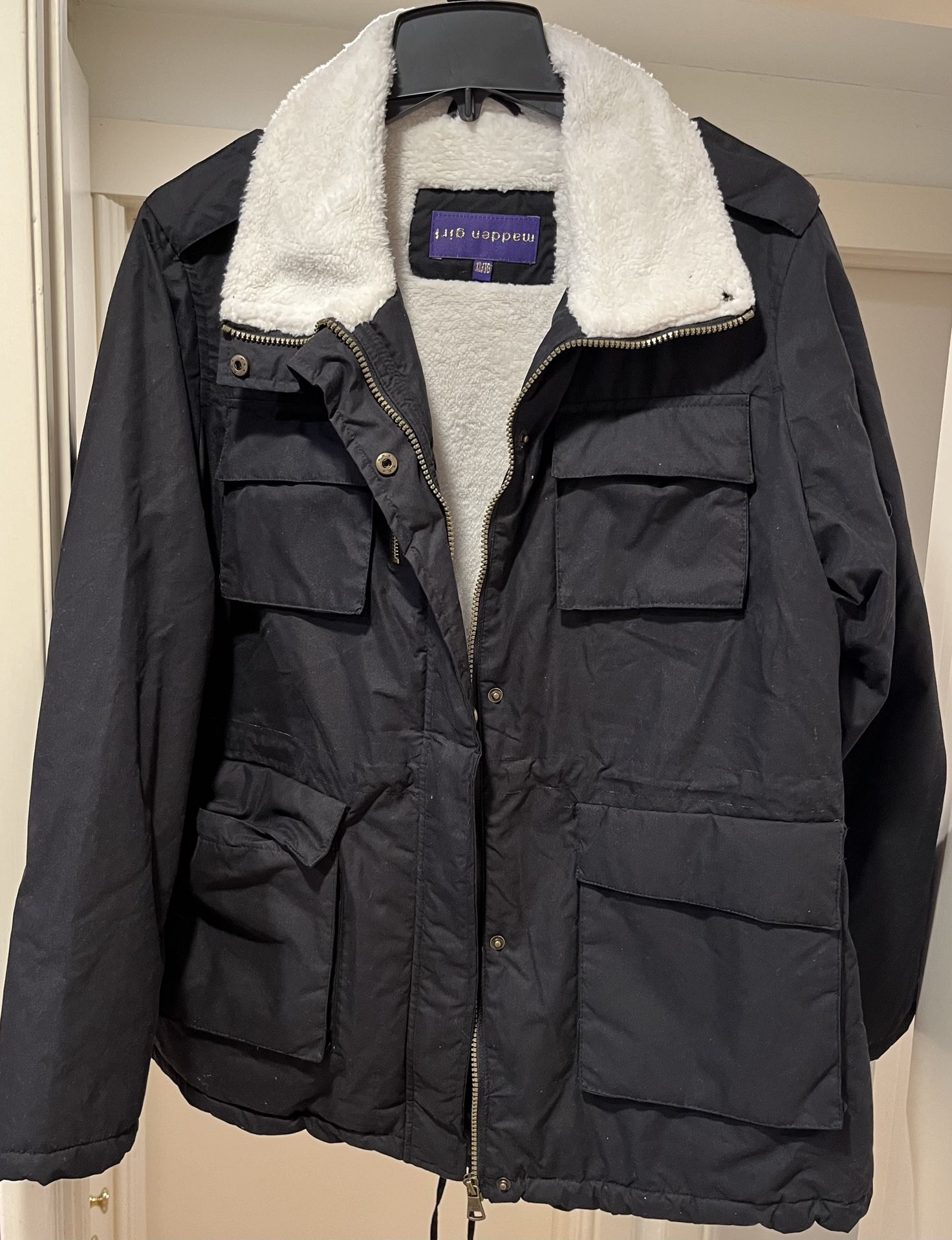 Madden girl xl navy Sherpa Lined Navy Inside Quilted Canvas Jacket