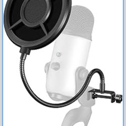 Microphone Pop Filter,Aokeo Mic Mask Shield,Three-layer Wind Pop Screen With Flexible 360° Gooseneck Clip Stabilizing Arm For All Microphone