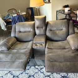 Electric Double Recliner With USB Charging Access.