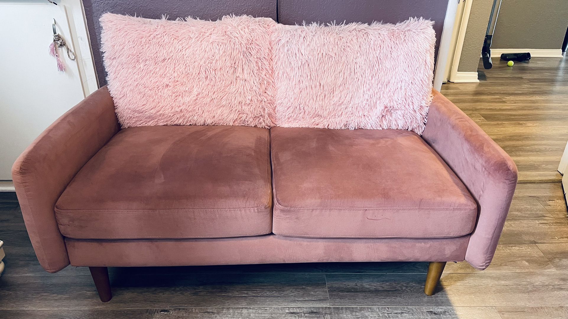 Small Dusty pink Colored Velvet Couch