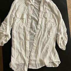 Ladies White Button Down Blouse