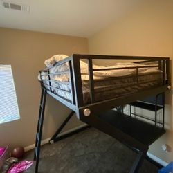 Black Bunk Bed w/Built-in Desk