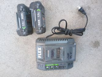 FLEX FAST CHARGER & 2 BATTERIES