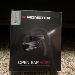 Monster Open Ear AC312 Headphones, Bluetooth 5.4, Wireless Earbuds with ENC Noise-Cancelling Mic, Immersive Stereo Sound by 16mm Large Drivers, Clear 