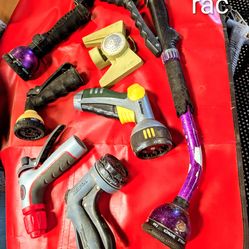 Variety of garden, spray hose and nozzle and other items