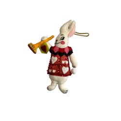 Vintage Disney Alice In Wonderland Fabric Cloth White Rabbit Ornament (READ)