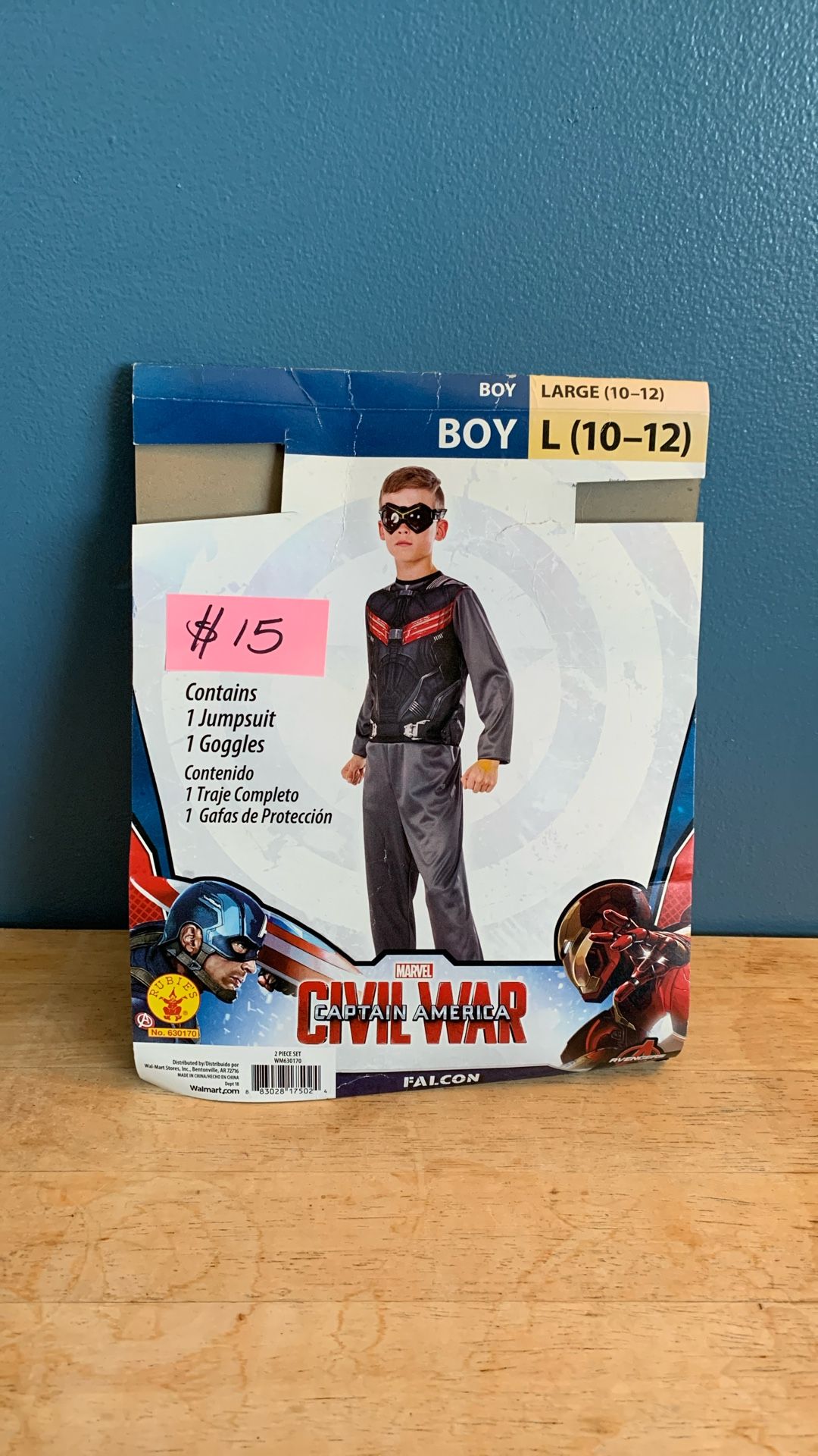 HALLOWEEN MARVEL CIVIL WAR CAPTAIN AMERICA FALCON KIDS SIZE LARGE 10-12 COSTUME