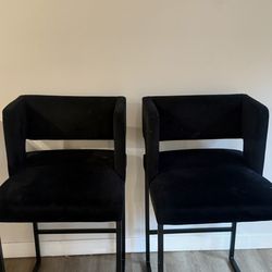 Modern Black Counter-Height Bar Stools (Set of 2)