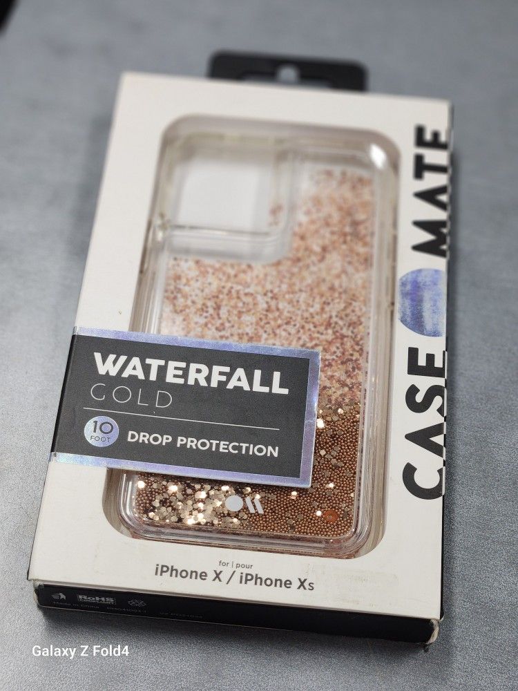 iphone x, iphone xs casemate waterfall gold clear case