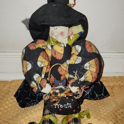 Candy corn witch plushie Halloween decor