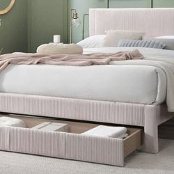 Queen Pink Platform Bed With Ortho Mattress Included!!