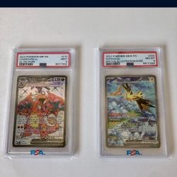 Pokémon, Charizard Ultra Rare Grade 9 And Zapdos Grade 8