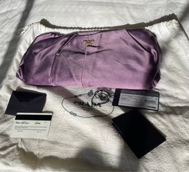 PRADA GLICINE Raso Gold Clutch Iris Lavender Preowned