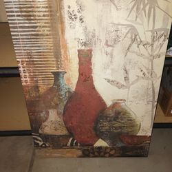 Glass/Clay Flower Vase Art Canvas Painting Picture 