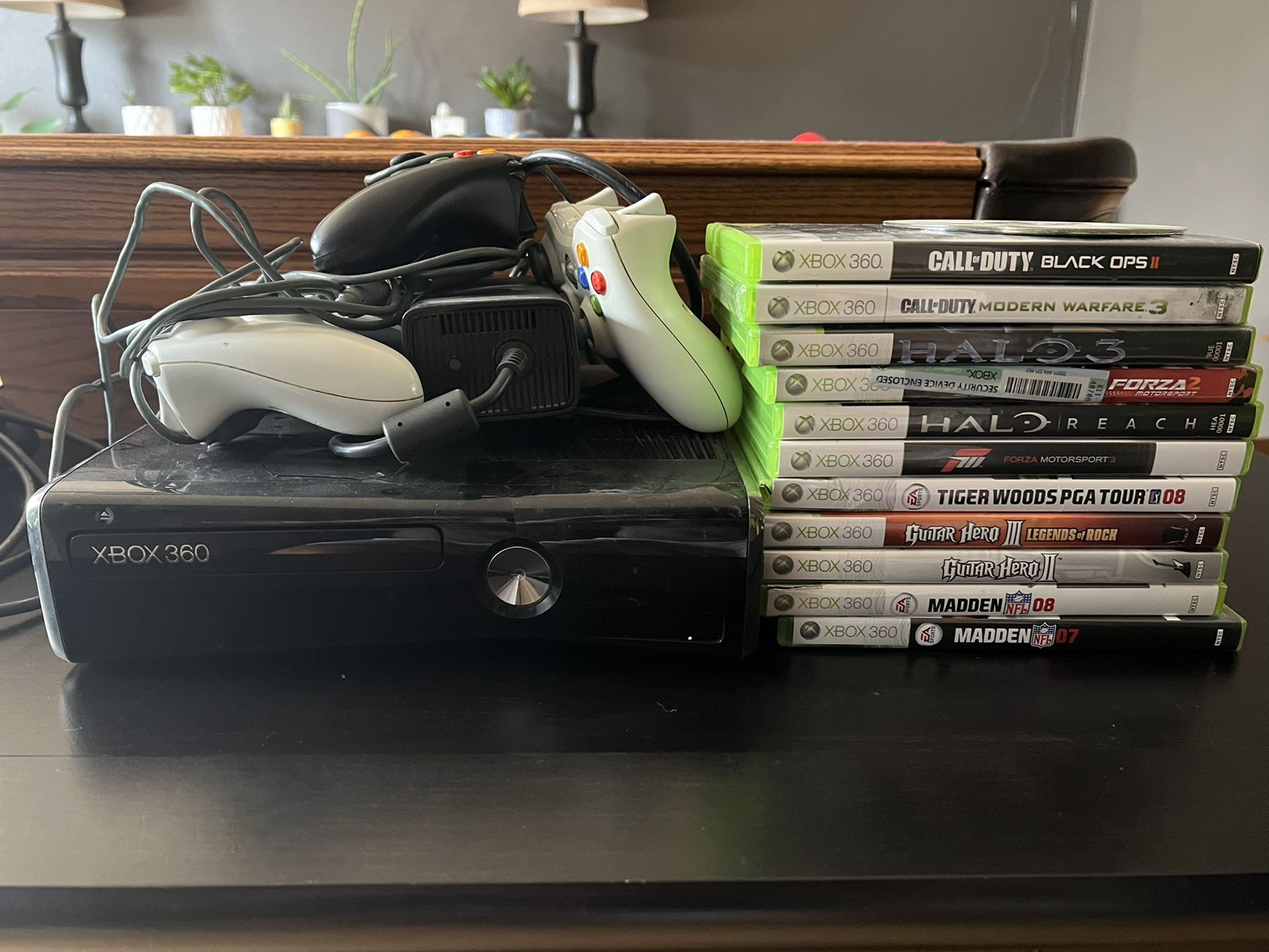 Xbox 360 With Controllers And Games
