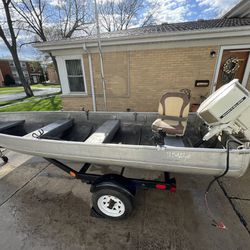14ft Alumacraft Boat with Motor and Trailer