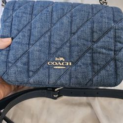 Coach Denim Quinn  Quilted With Removable Straps 