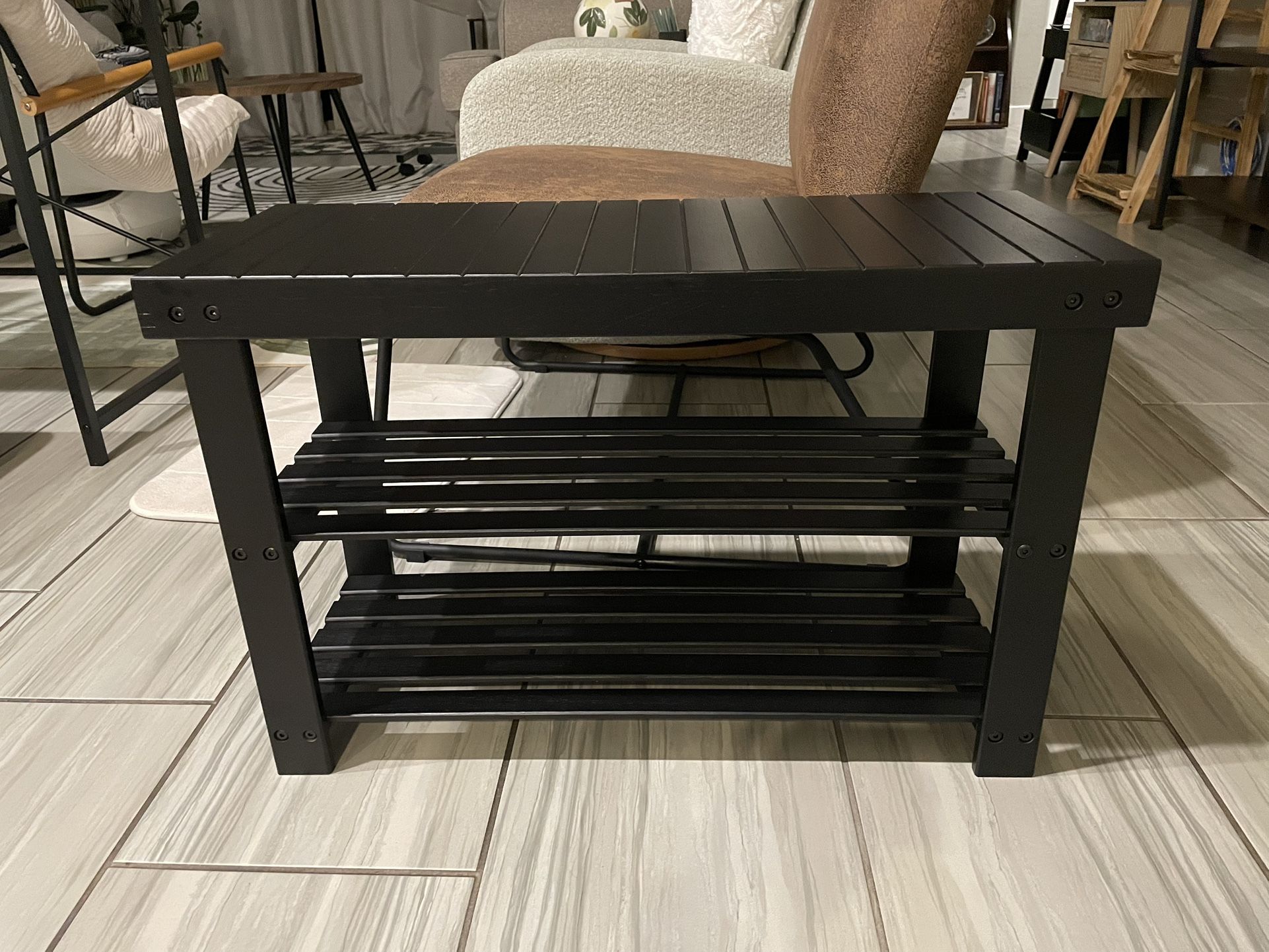 Shoe Bench wooden 3 tier