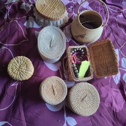 Antique Wicker Baskets Mini's I put Little goodies in each basket necklace beads to make jewelry hair pieces,ECT...