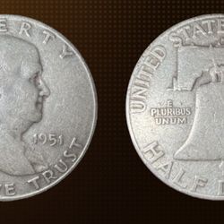 1951-S USA Franklin Half Dollar 90% Silver 