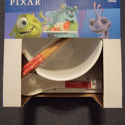 Monsters Inc. Ceramic Bowl With Chopsticks