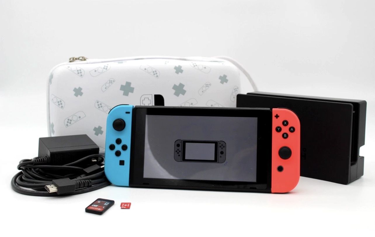 Nintendo Switch Console Neon Red/Blue + Dock Case NBA 2K20 128GB microSD HAC001
