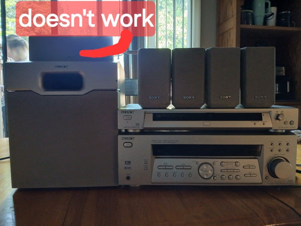 Sony Home Theatre System 4 Speakers, Stands, Sub, DVD Player