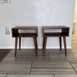 2 solid wood, dark walnut brown nightstands/end tables (Brand New)