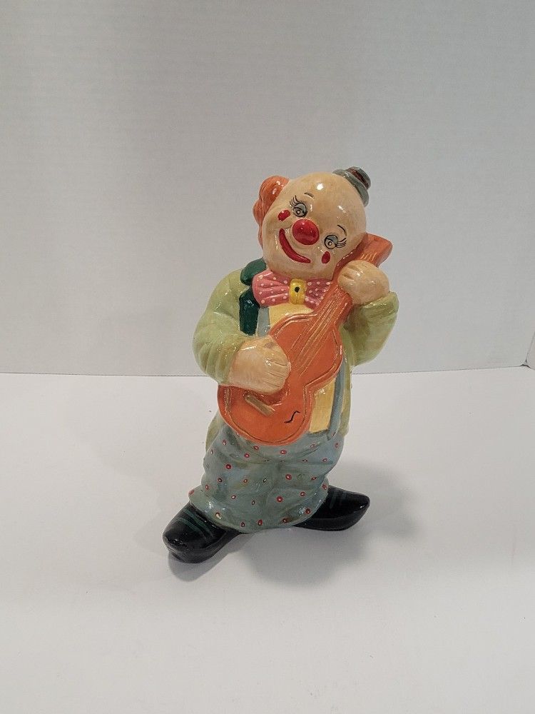 Ceramic Clown Bank With Guitar ~ No Stopper