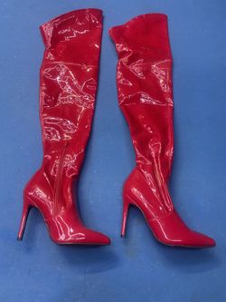 Red Knee High Boots