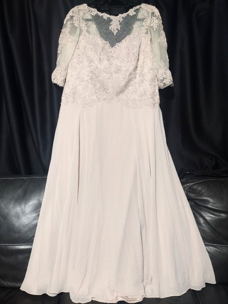 Montage By Mon Cheri Cream/Beige/Blush Formal Dress